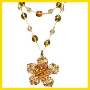 Vintage Signed LC Liz Claiborne Gold-Tone Double Rope Chain Pendant Necklace